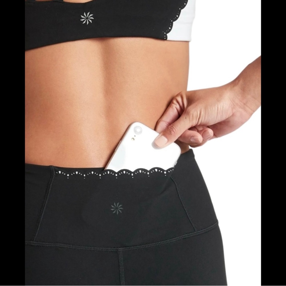 ATHLETA Black Cropped Elation Scalloped Leggings! - Picture 4 of 8